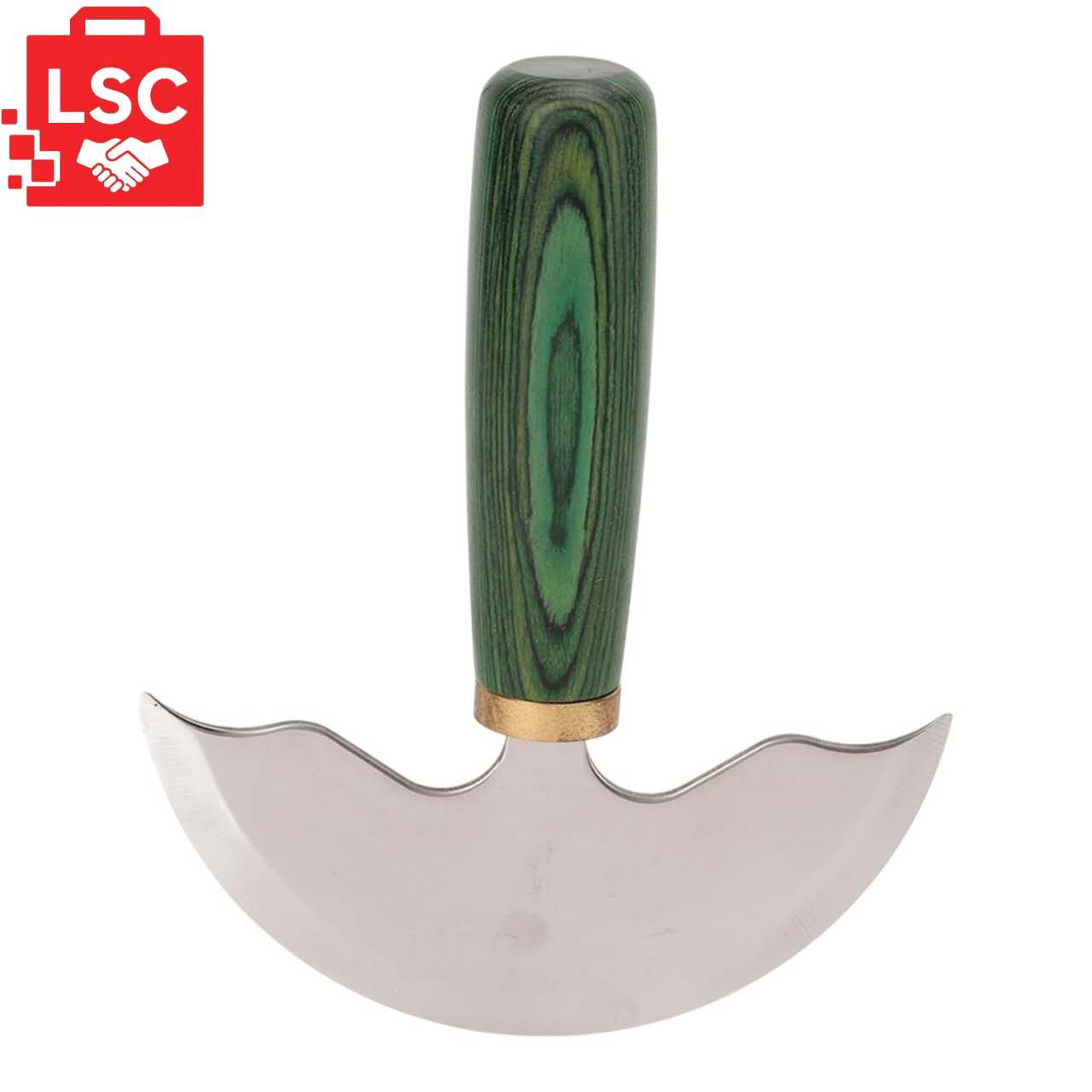 Green Handle Wooden Half Round Blade